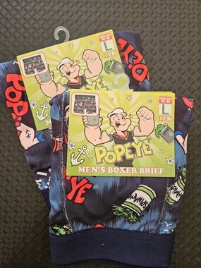 Size L Large Mens Boxer Briefs Popeye Sailor Cartoon Spinach #TMB36